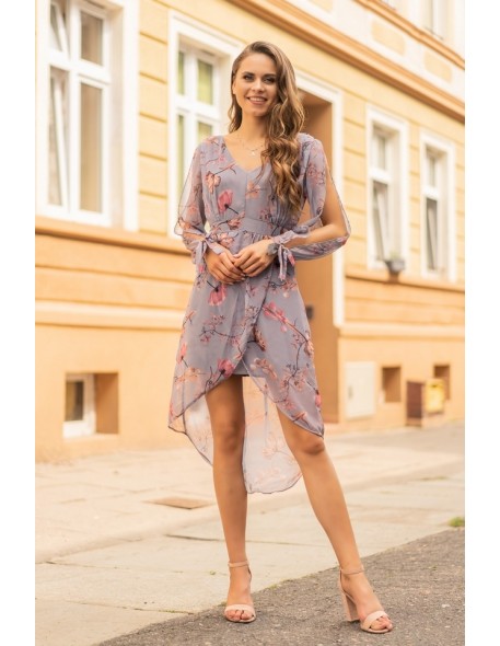 Cadineria dress women's grey with flowers,...