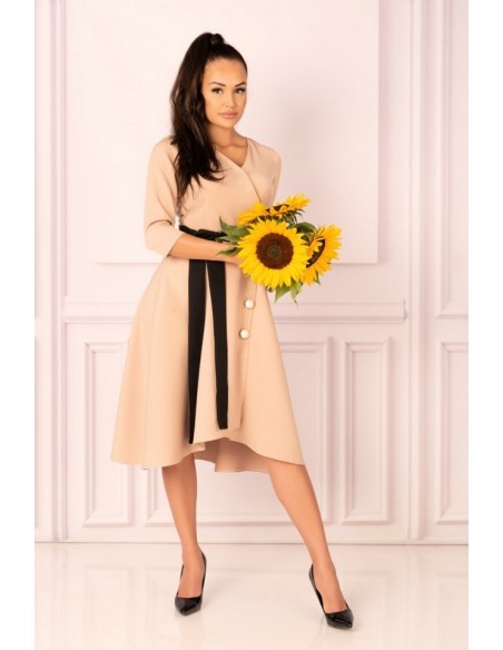 Miramen sukienka damska midi z rękawem 3/4 camel, Merribel