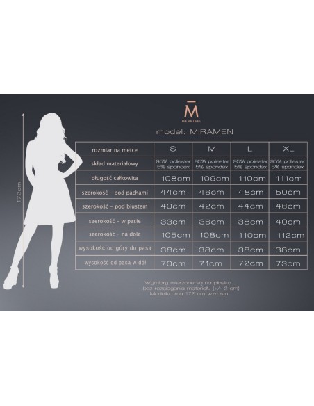 Miramen sukienka damska midi z rękawem 3/4 pudrowa, Merribel