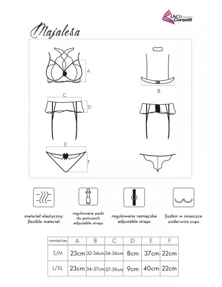 Majalesa komplet biustonosz + pas + stringi,...