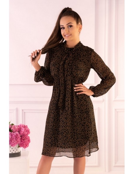 Alinga dress women's midi brown polka dots, Merribel f19-d68