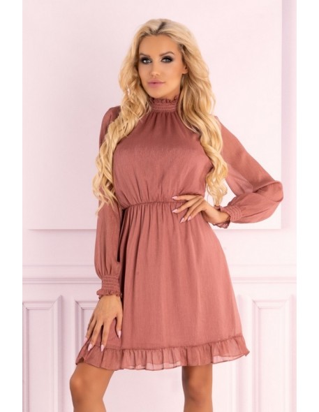 Collya dress women's with long sleeve powder pink, Merribel f19-d73