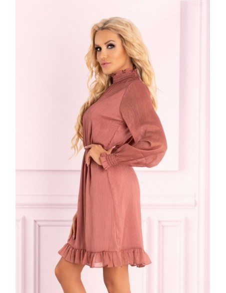 Collya dress women's with long sleeve powder pink, Merribel f19-d73