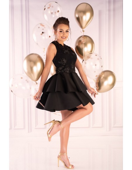 Karieela dress women's mini with falbanami black, Merribel 90543
