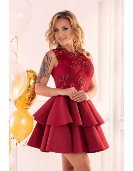 Karieela sukienka damska mini z falbanami czerwona, Merribel 90543