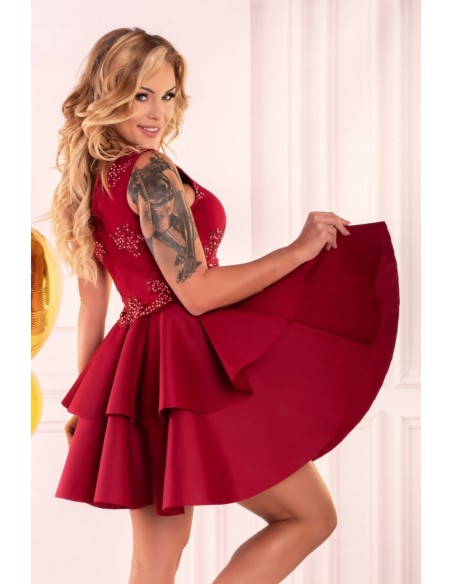 Karieela dress women's mini with falbanami red, Merribel 90543