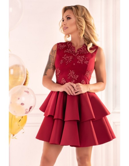 Karieela dress women's mini with falbanami red, Merribel 90543