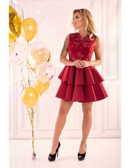 Karieela dress women's mini with falbanami red, Merribel 90543