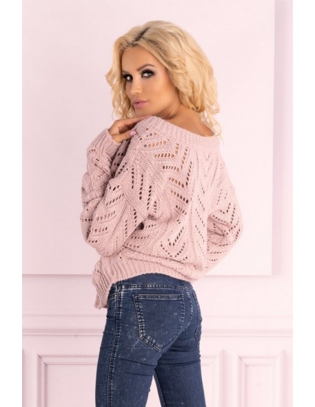 Manesa sweter damski z ażurowym wzorem oversize...