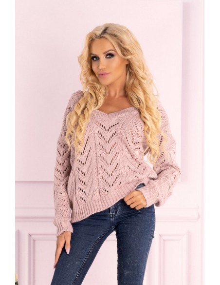 Manesa sweater ladies' with ażurowym wzorem oversize powdery, Merribel
