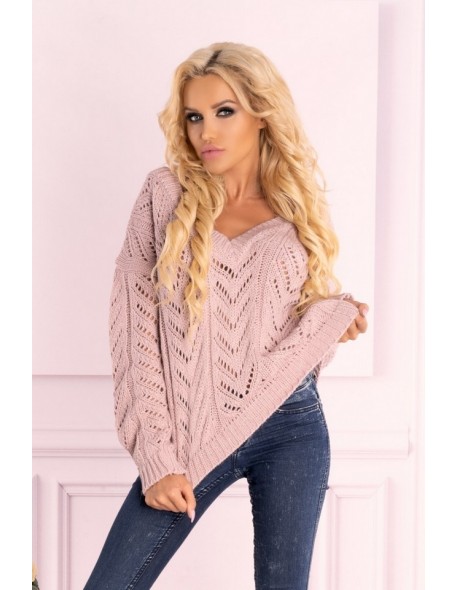 Manesa sweter damski z ażurowym wzorem oversize...