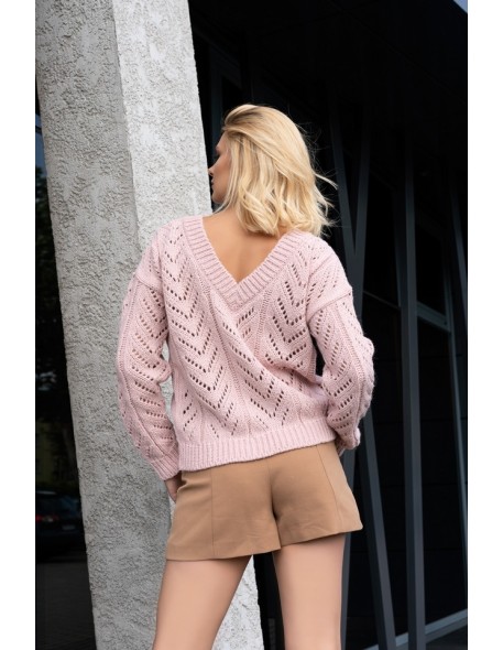 Manesa sweter damski z ażurowym wzorem oversize...