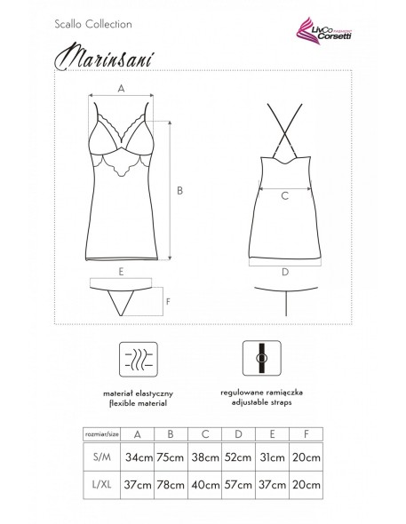 Marinsani koszulka nocna satynowa ze stringami...