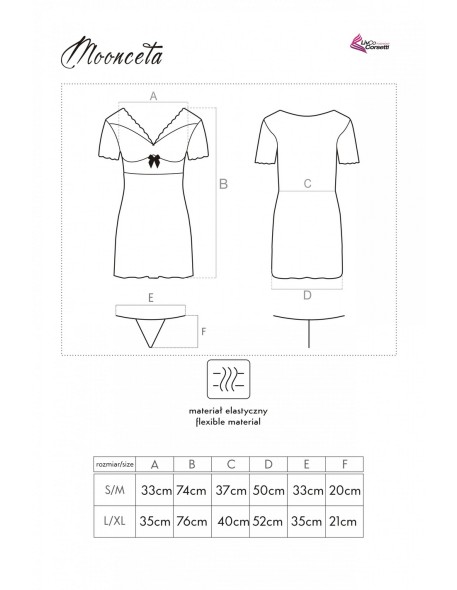 Moonceta t-shirt night with thongs black, Livia...