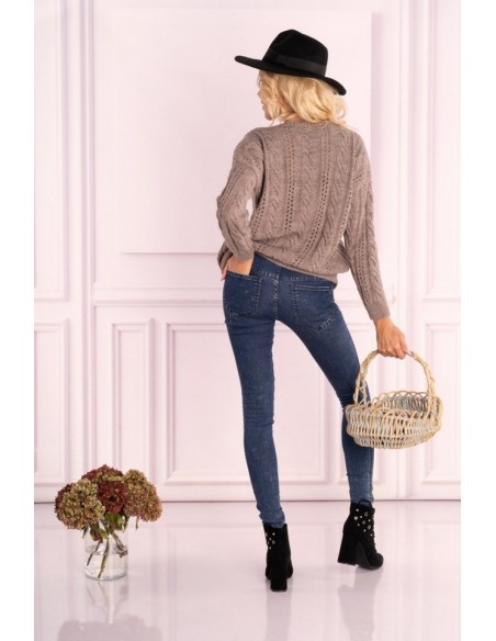 Mozlini sweater ladies' oversize ozdobny splot mocca, Merribel