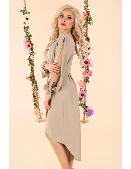 Mallani dress women's midi with long sleeve beige, Merribel d51