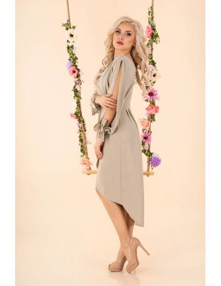 Mallani dress women's midi with long sleeve beige, Merribel d51