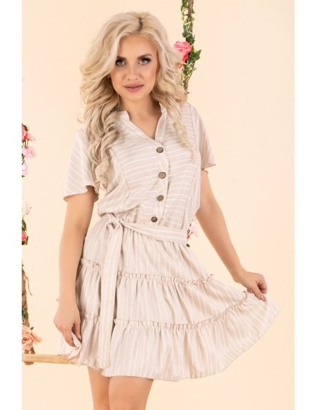 Ragominam sukienka damska z krótkim rękawem beżowa, Merribel d87