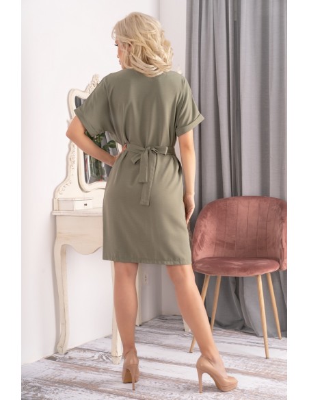 Aeerina sukienka damska z krótkim rękawem khaki, Merribel d52