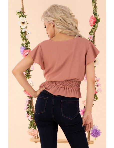 Etiar blouse women's with short sleeve powder...