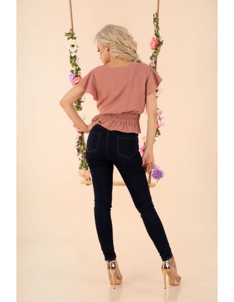 Etiar blouse women's with short sleeve powder...