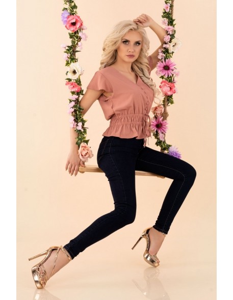 Etiar blouse women's with short sleeve powder...