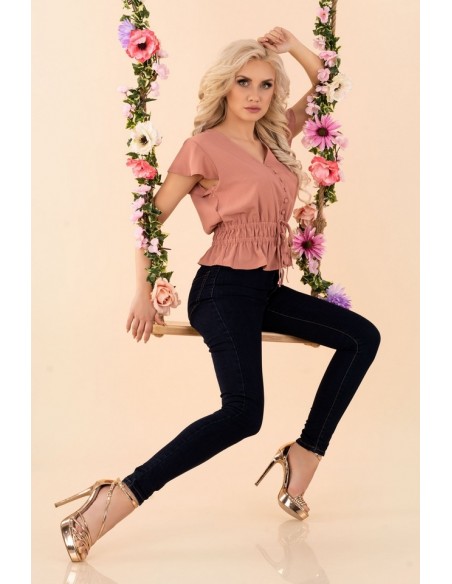 Etiar blouse women's with short sleeve powder pink, Merribel b15