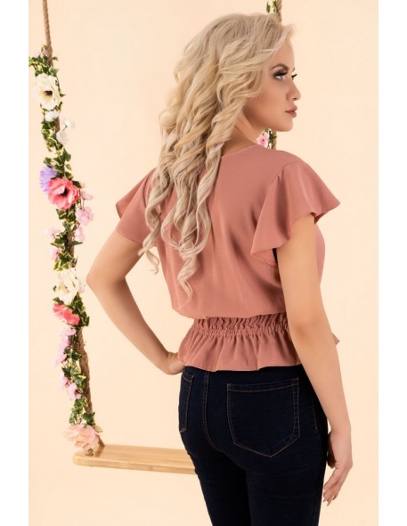 Etiar blouse women's with short sleeve powder...