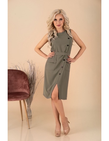 Eqalisa sukienka damska midi bez rękawów khaki,...