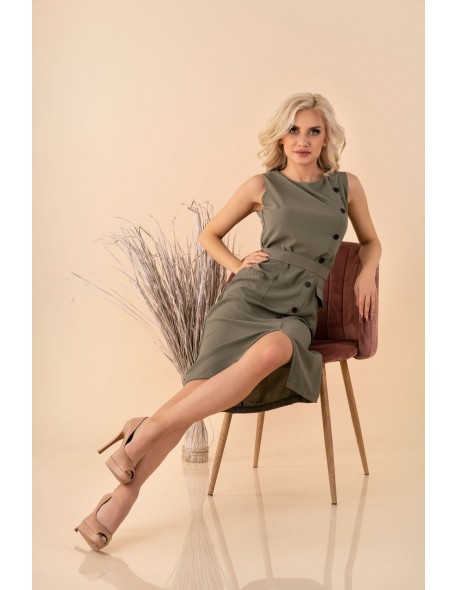 Eqalisa dress women's midi sleeveless khaki,...