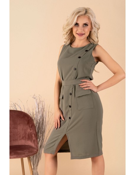 Eqalisa sukienka damska midi bez rękawów khaki,...