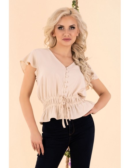 Etiar blouse women's with short sleeve ecru, Merribel b15