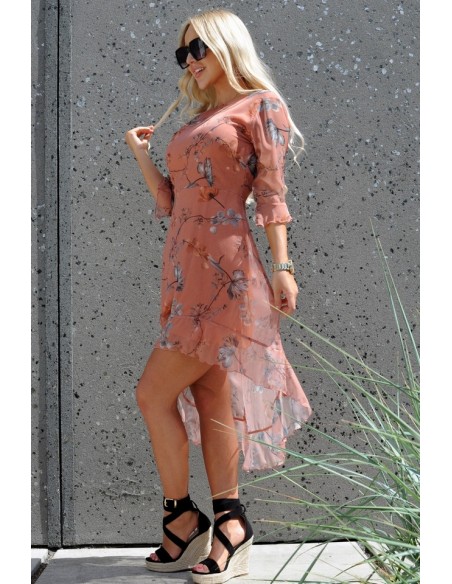 Evere sukienka damska asymetryczna ceglasta z kwiatowym wzorem, Merribel d98