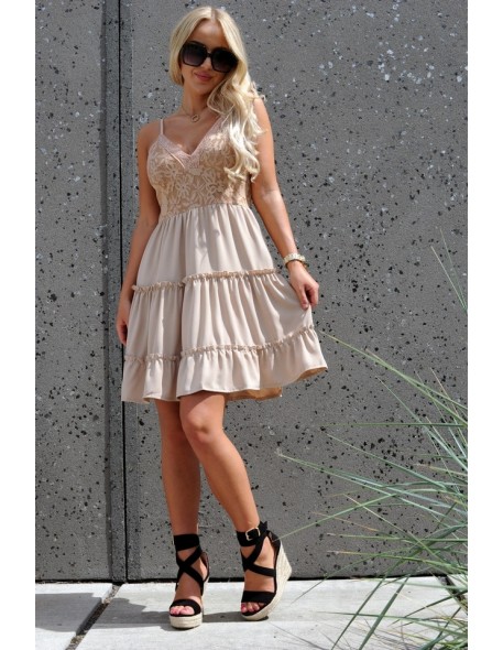 Satrian dress women's na thin straps beige,...