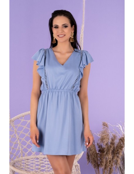 Lauream sukienka damska mini z krótkim rękawem niebieska, Merribel d141