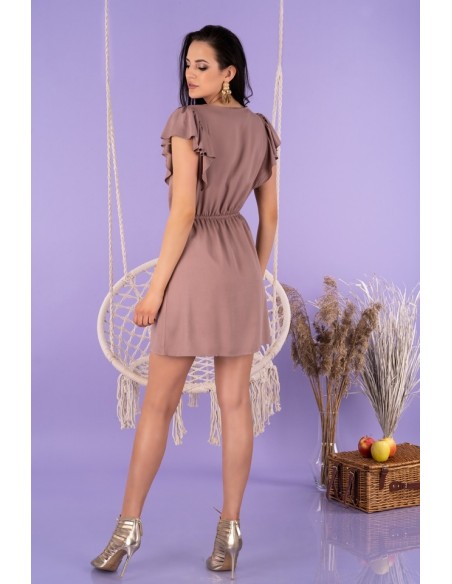 Lauream dress women's mini with short sleeve mocca, Merribel d141