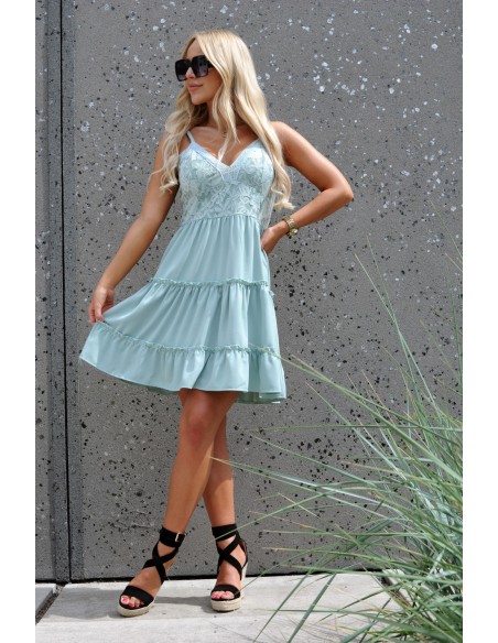 Satrian sukienka damska na cienkich ramiączkach miętowa, Merribel d53