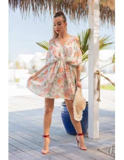 Gabrian sukienka damska w kwiatowy wzór ozdobne rękawy,...