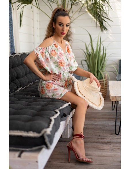 Gabrian sukienka damska w kwiatowy wzór ozdobne rękawy, Merribel d97