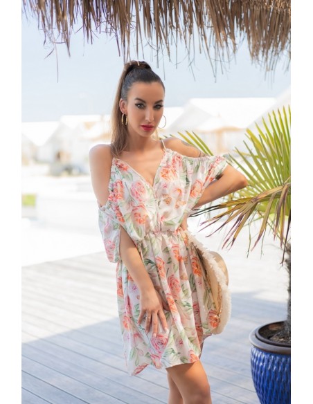 Gabrian sukienka damska w kwiatowy wzór ozdobne rękawy, Merribel d97