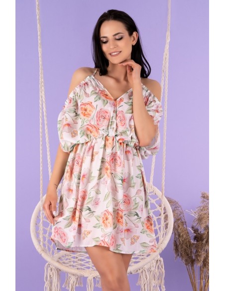 Gabrian sukienka damska w kwiatowy wzór ozdobne rękawy, Merribel d97