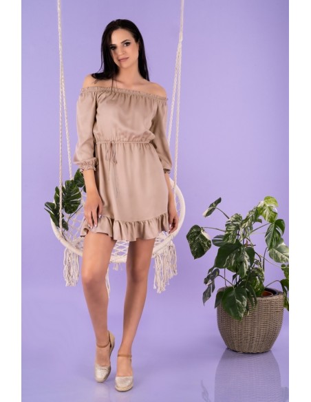 Rimiama dress women's mini with odsłoniętymi ramionami mocca, Merribel d142