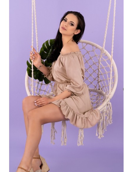 Rimiama sukienka damska mini z odsłoniętymi ramionami mocca, Merribel d142