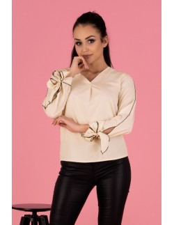 Ormin bluzka damska z ozdobnymi długimi rękawami ecru,...