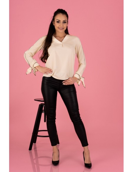 Ormin bluzka damska z ozdobnymi długimi rękawami ecru, Merribel b50