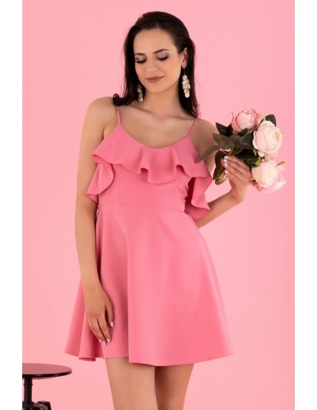 Cooreo sukienka damska mini na cienkich ramiączkach różowa, Merribel d63