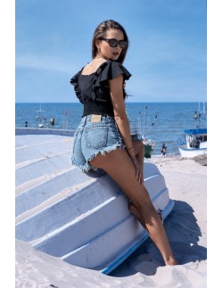 Darita bluzka damska krótka z krótkim rękawem czarna,... 2