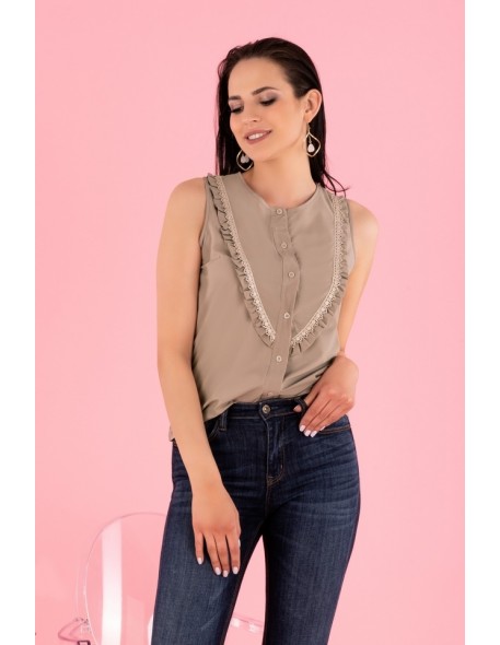 Nenaria blouse women's sleeveless mocca, Merribel b47