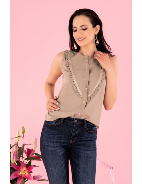 Nenaria blouse women's sleeveless mocca,...