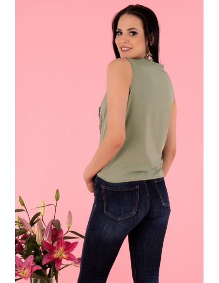 Nenaria bluzka damska bez rękawów khaki, Merribel b47